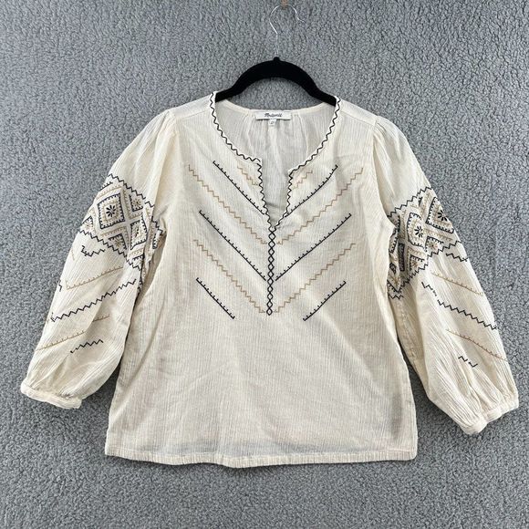 Madewell Embroidered Peasant Top Size XXS - Picture 4 of 16
